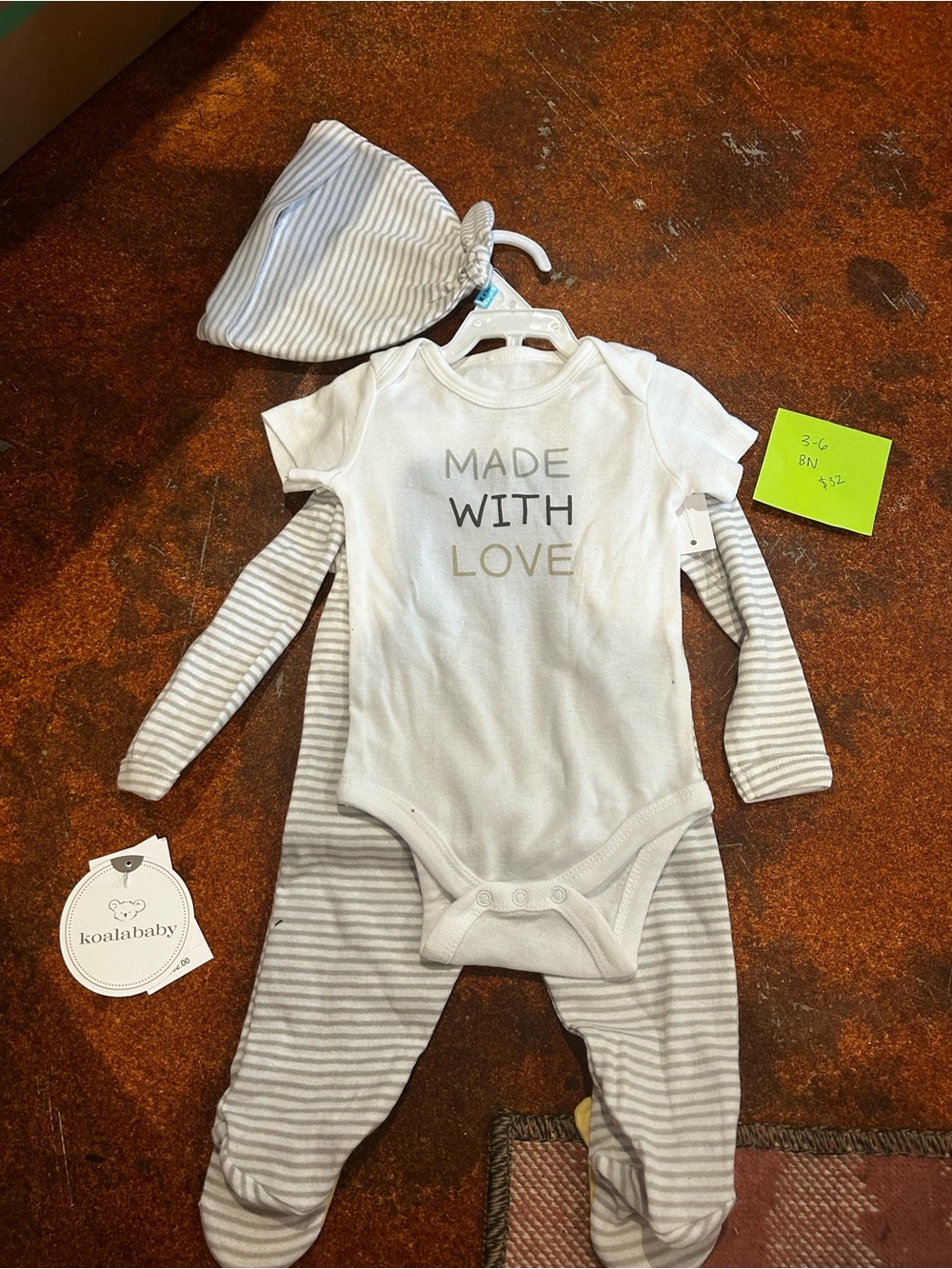 Koala Kids-Infant "Made With Love" Stripped Giraffe 4 PCS Set